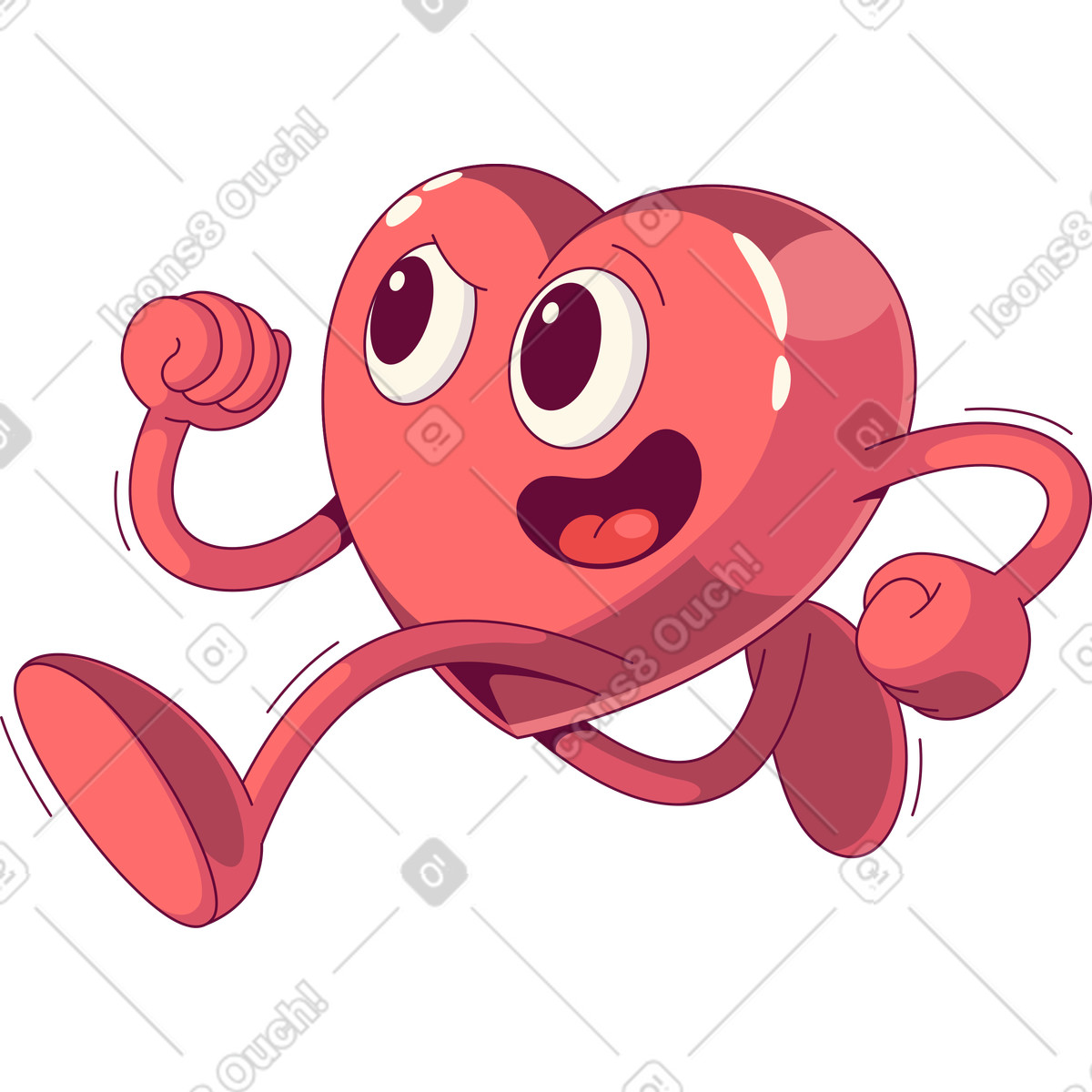 Handy 스타일의 Running pink joyful heart 일러스트레이션 PNG, SVG 다운로드
