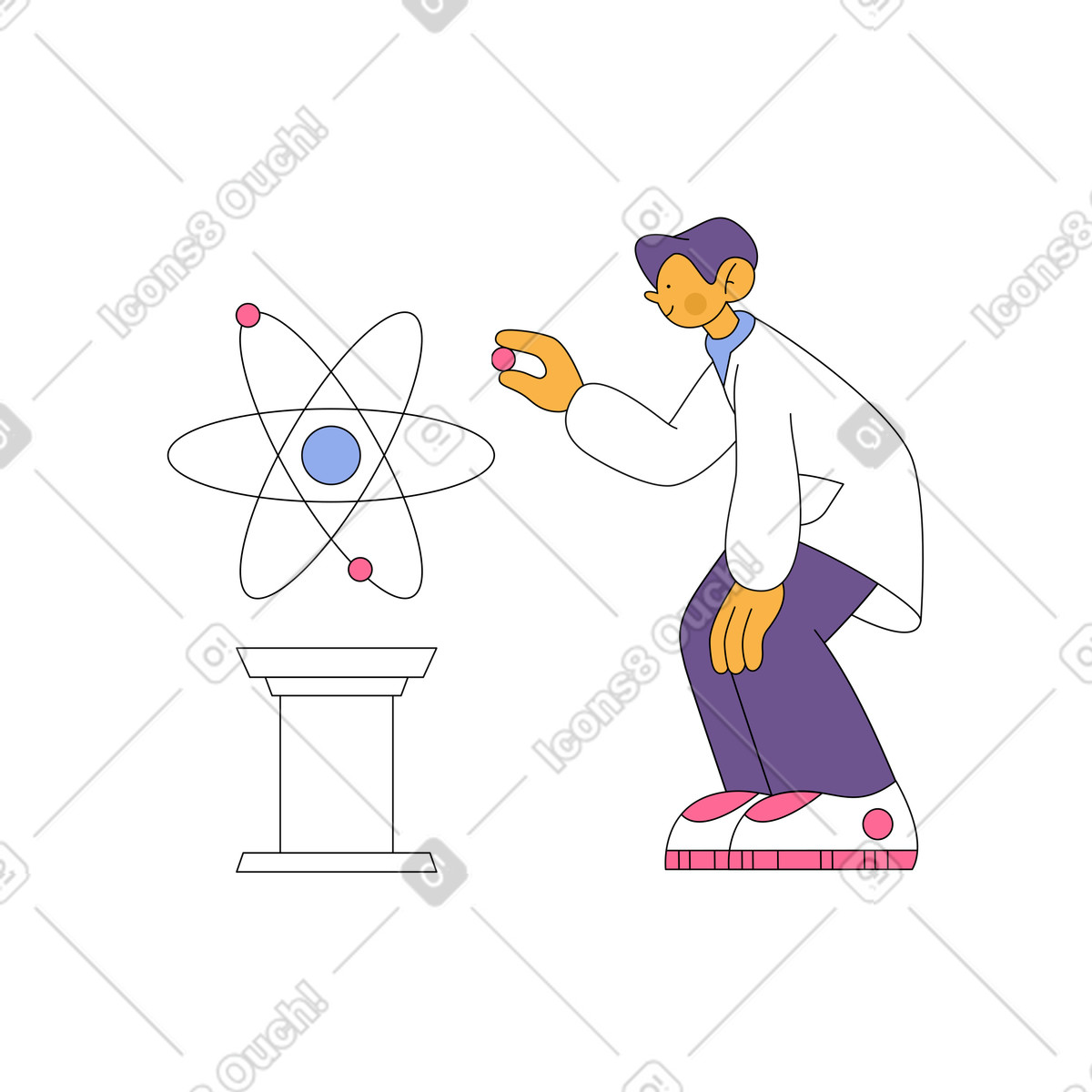 Wissenschaftler baut ein atommodell-Illustration im Bloom-Stil als Download in PNG, SVG