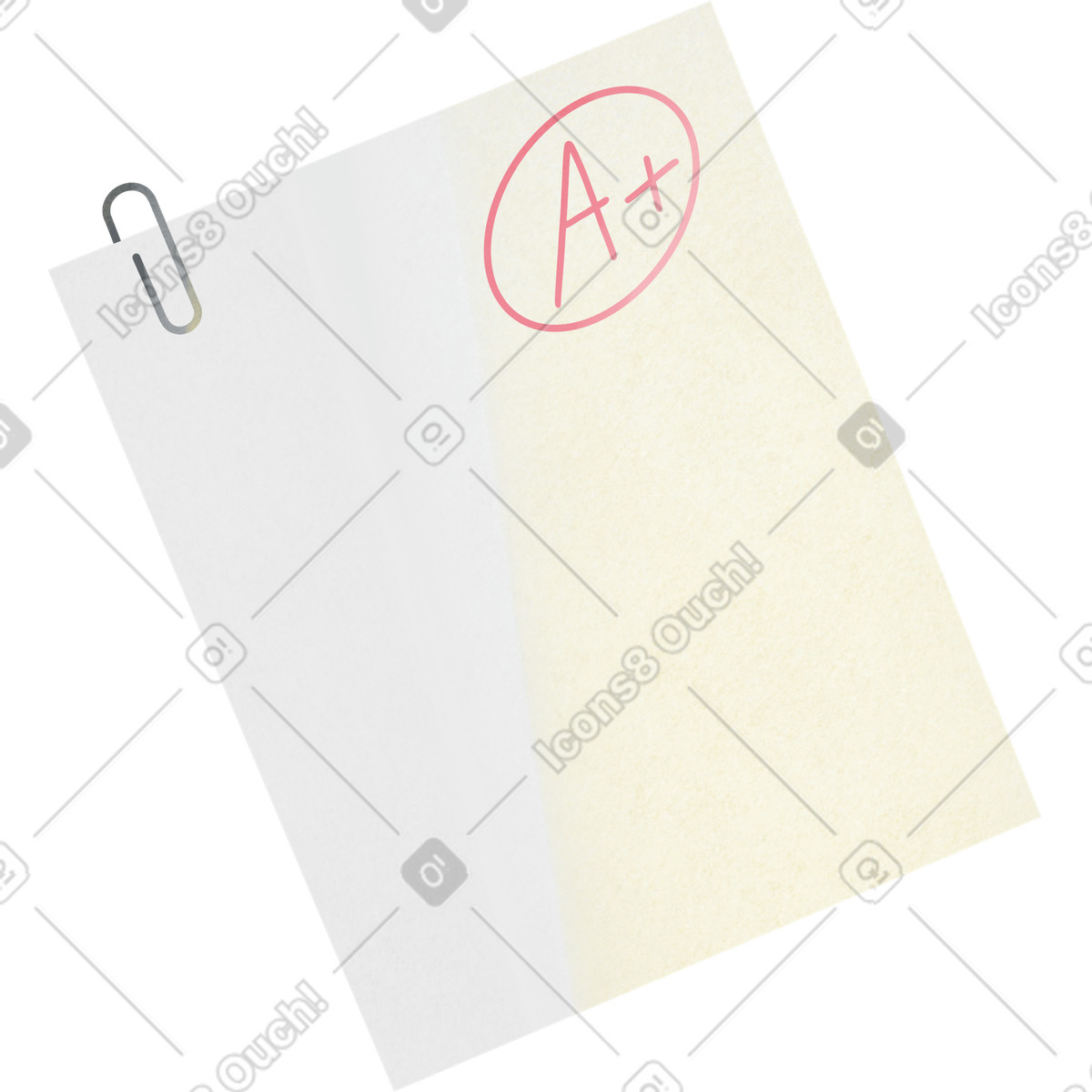 A plus grade on paper sheet illustration in Shine style download in PNG, SVG