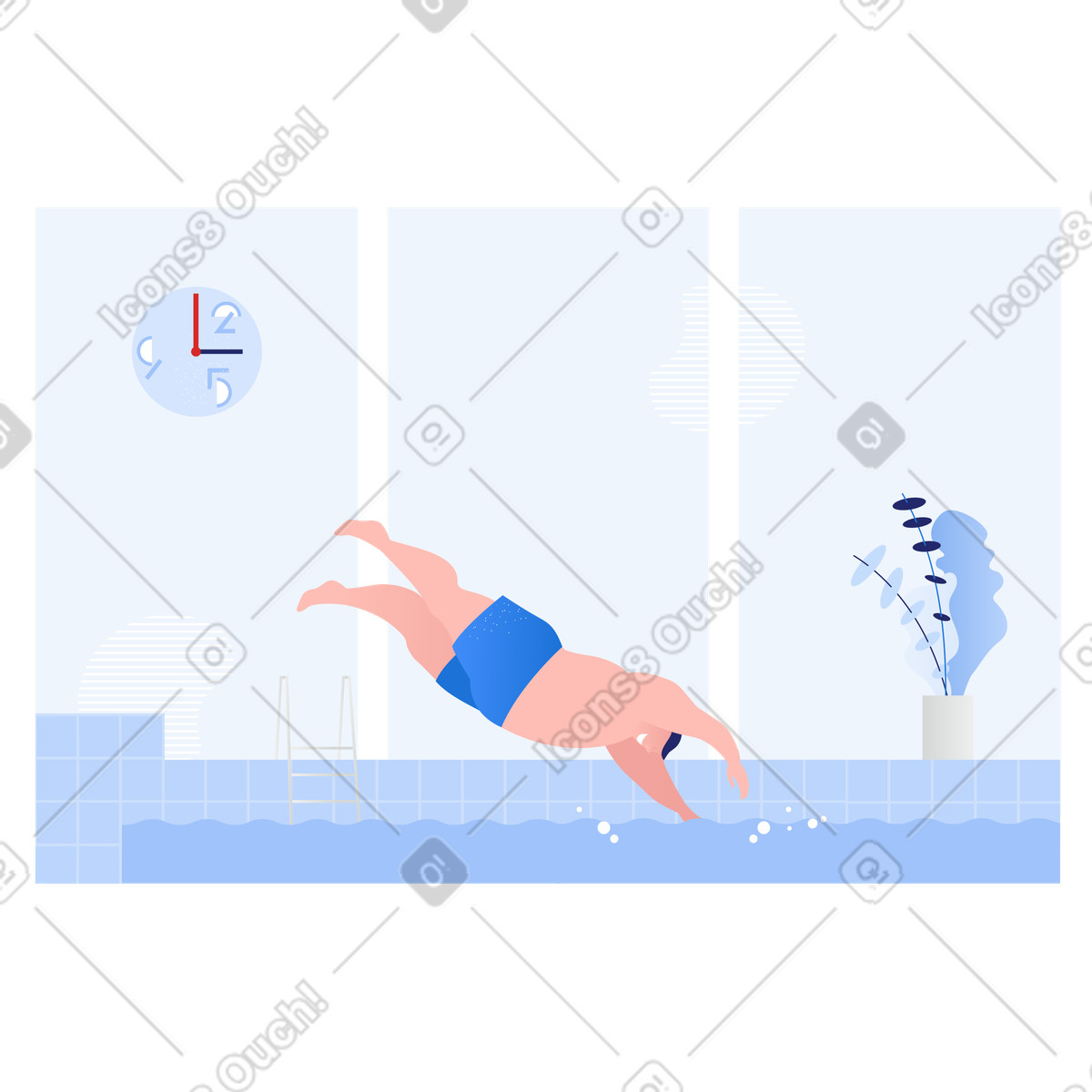 Swimming in the pool illustration Clip style download PNG, SVG