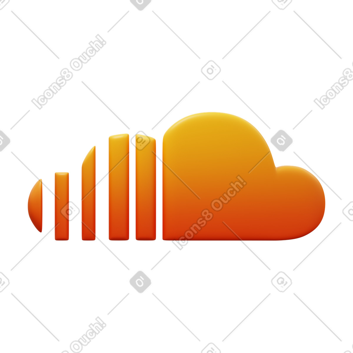 下载 3D Fluency 风格的 Soundcloud 插画，支持 PNG、SVG 格式