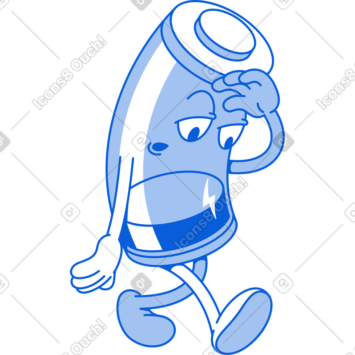 Walking dead battery illustration in Handy Line style download in PNG, SVG