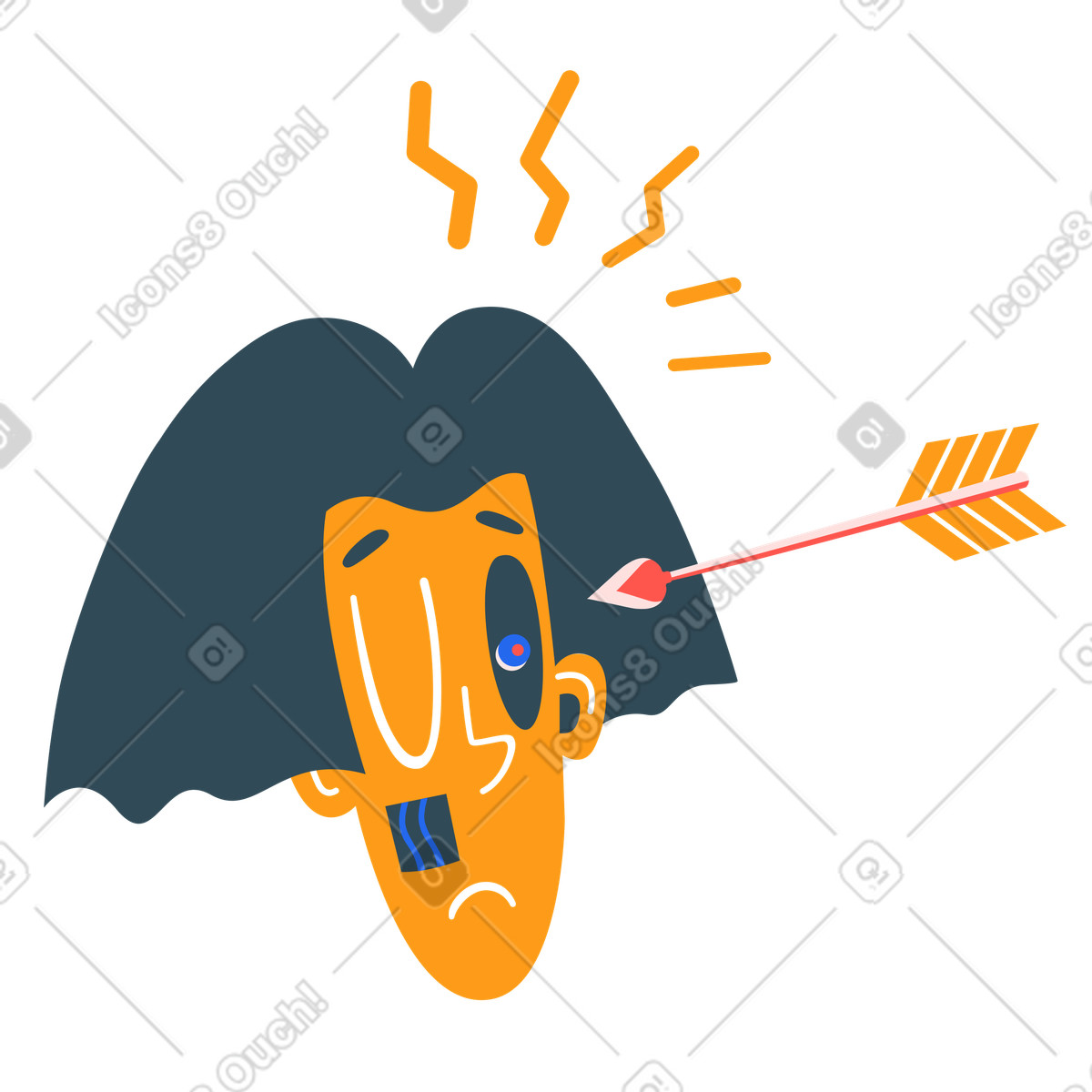 Illustration Figurine mécanique touchée à l'œil par une flèche dans le style Kingdom télécharger aux formats PNG, SVG