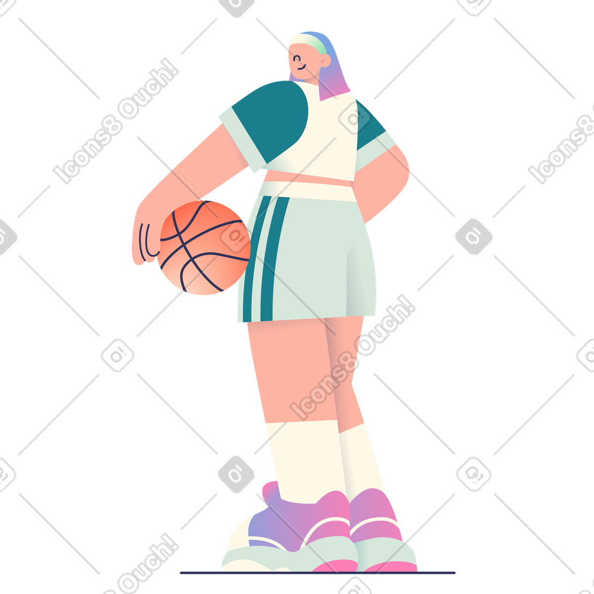 Young woman standing with a ball illustration in Beam style download in PNG, SVG