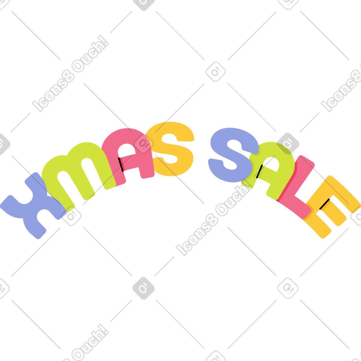 Lettering xmas sale text illustration in Juicy style download in PNG, SVG