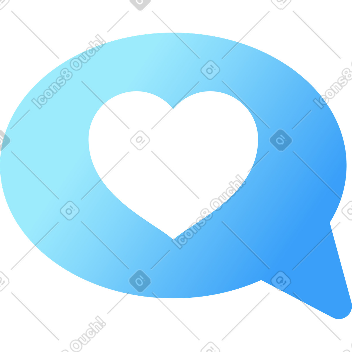 Speech bubble with a heart inside illustration in Airy style download in PNG, SVG