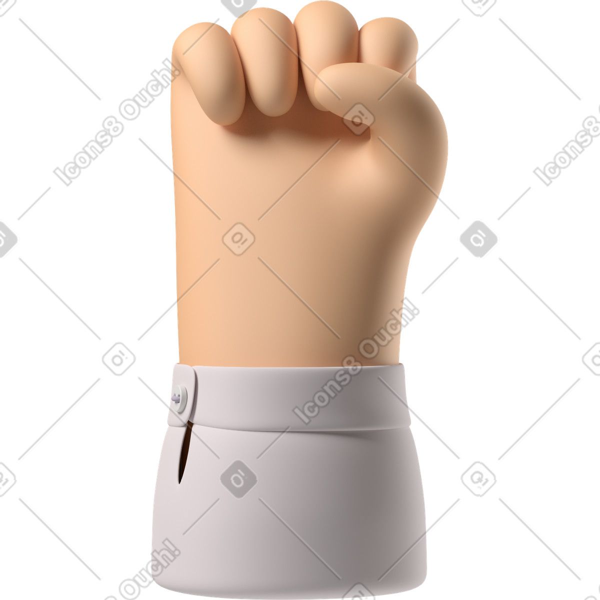 Ilustración Puño de una mano piel blanca levantada en estilo 3D Hands Fun&Wild a descargar en PNG y SVG