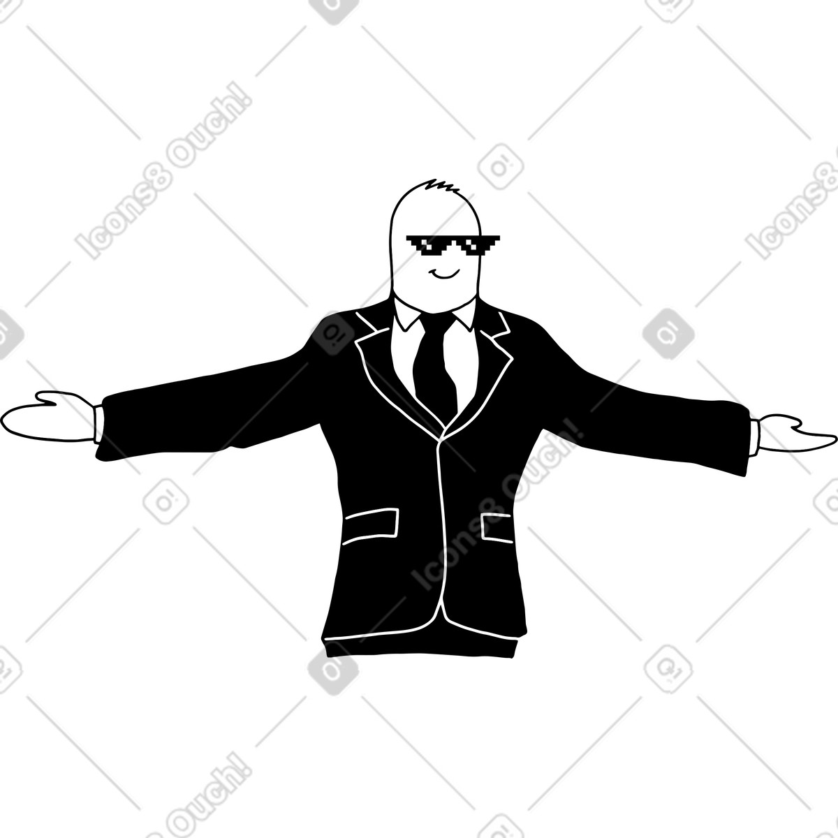Doodle character with pixel glasses illustration in Dudes style download in PNG, SVG