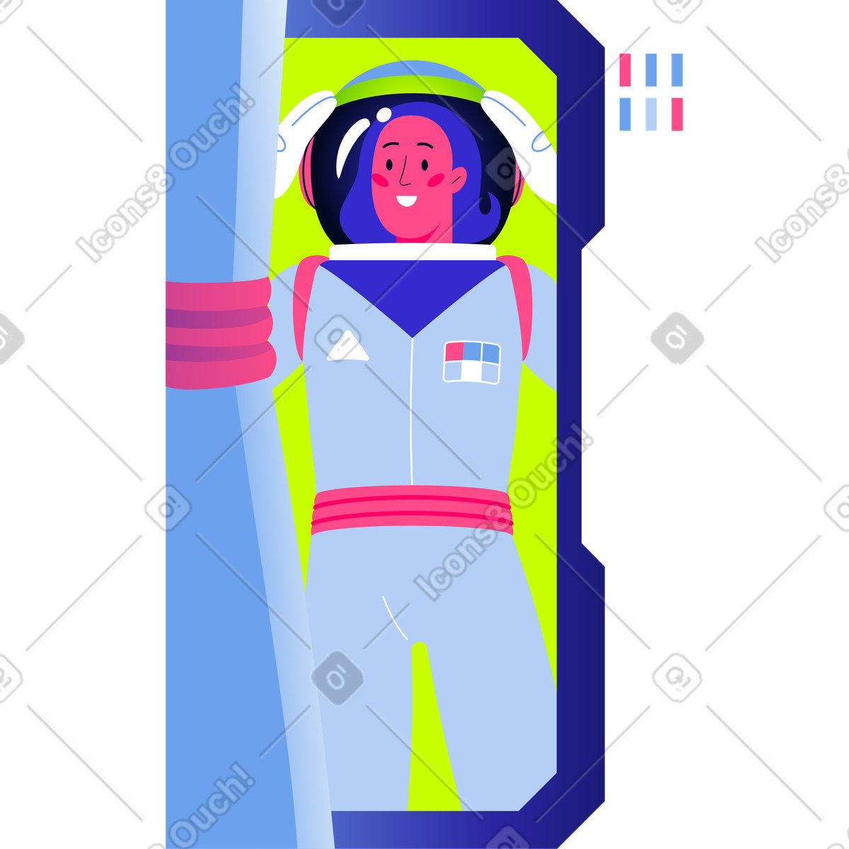 Uomo astronauta che guarda fuori illustrazione in stile Space scarica in PNG, SVG