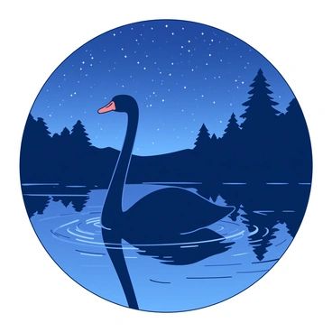 A black swan gazing at the stars on a clear, starlit night