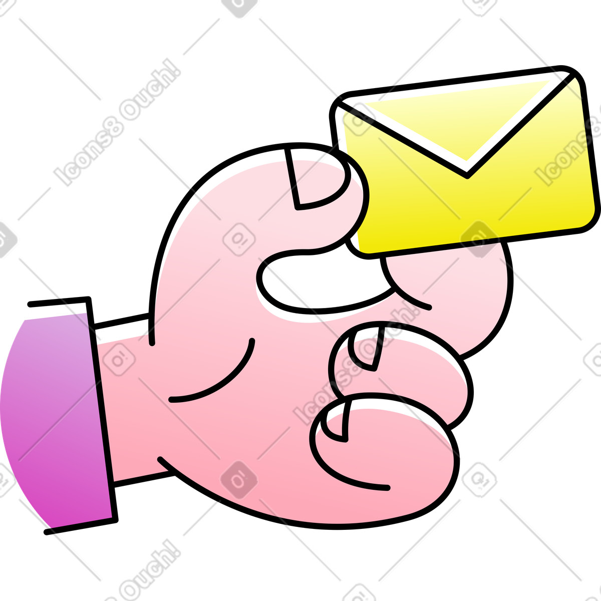 Illustration Main tenant une enveloppe de courrier dans le style Pocus à télécharger aux formats PNG, SVG