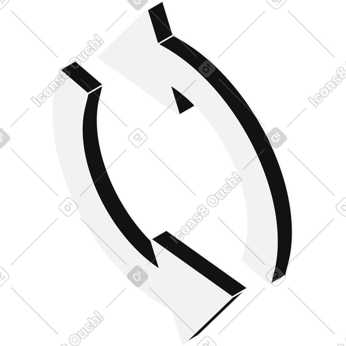 White circle synchronization arrows illustration in Inverse style download in PNG, SVG