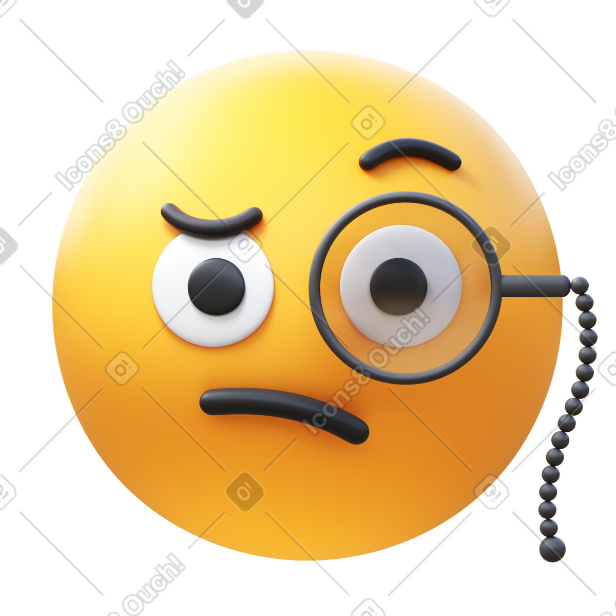 Illustration Face with monocle dans le style 3D Fluency à télécharger aux formats PNG, SVG
