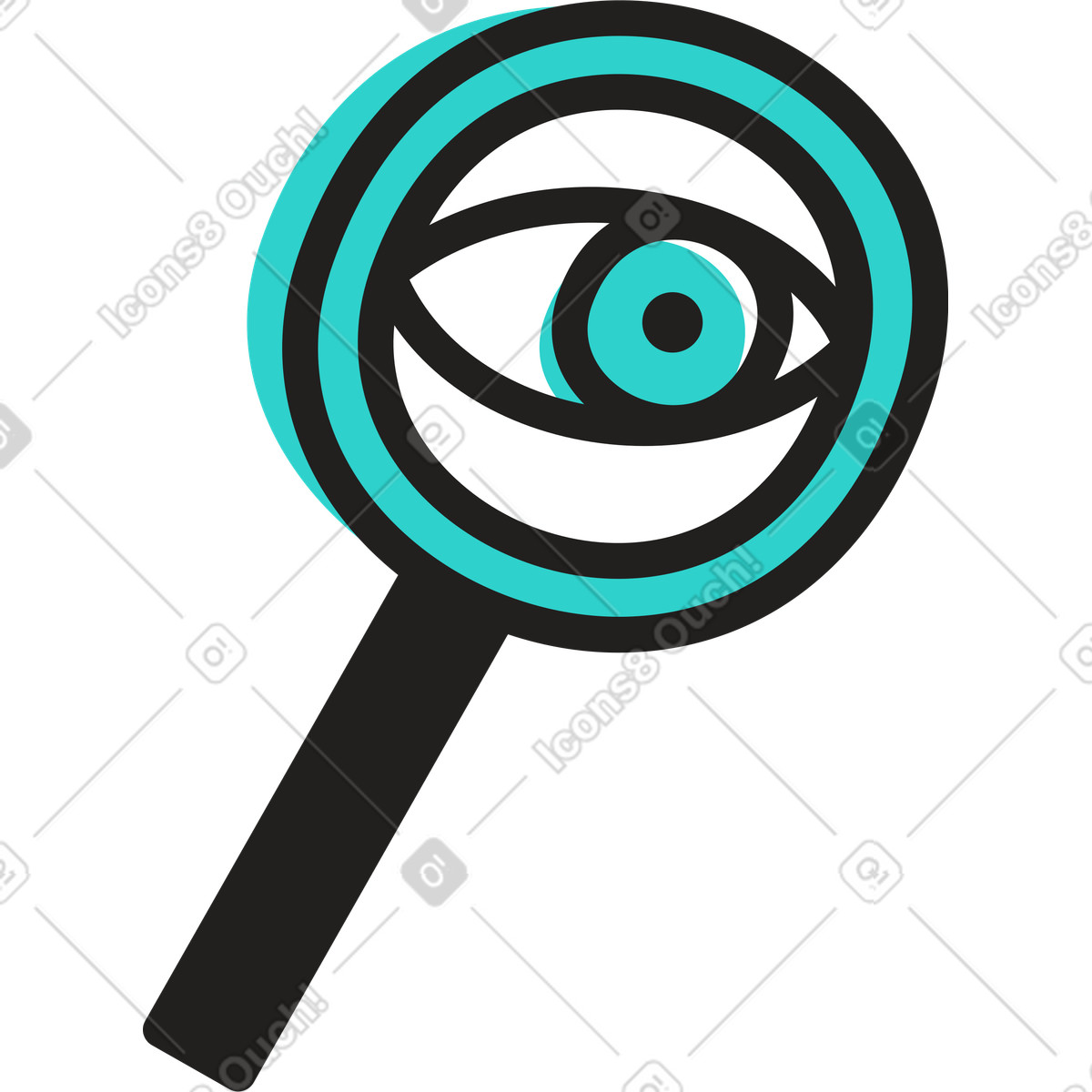 Ilustración Lupa con ojo en estilo Little a descargar en PNG y SVG