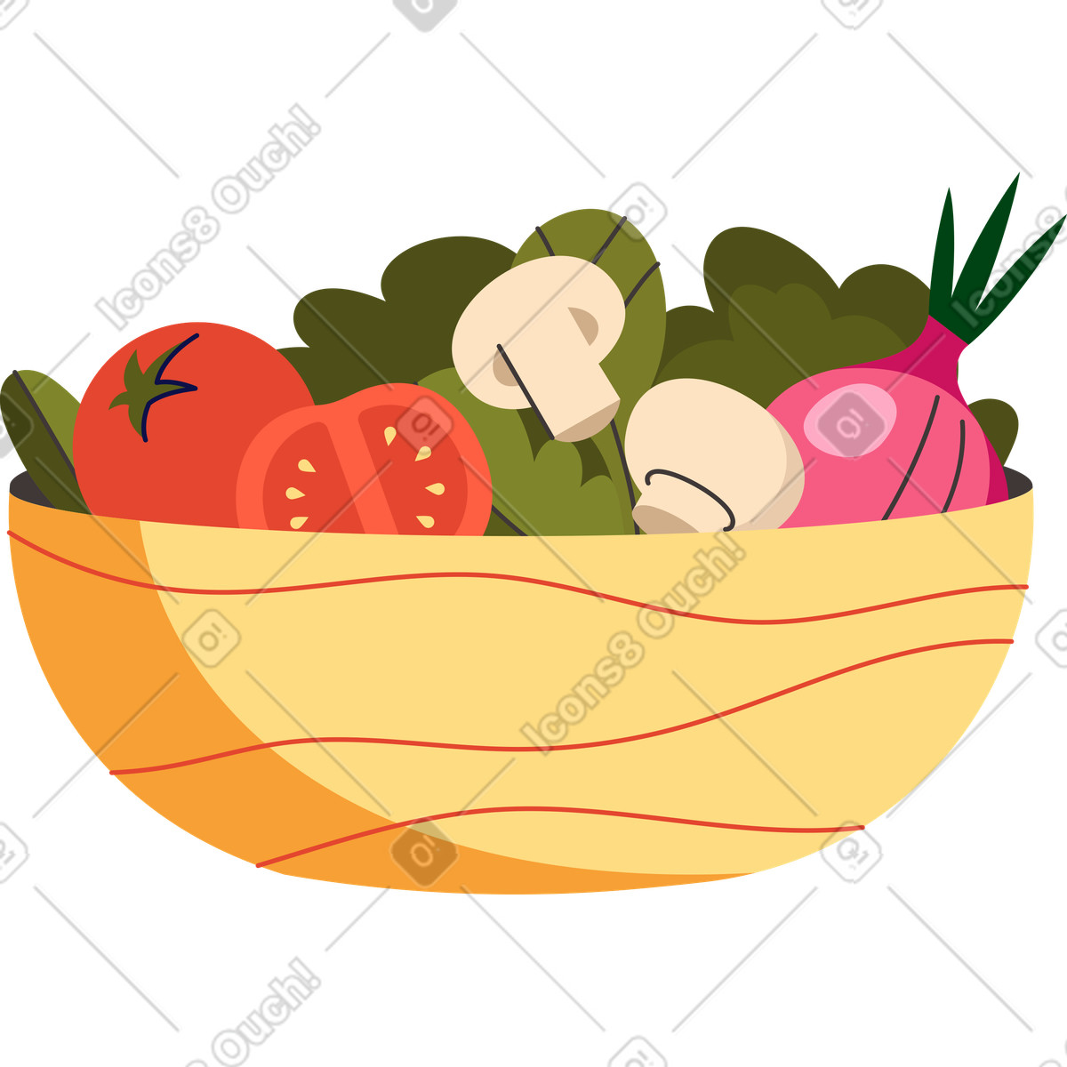 Teller mit gemüse-Illustration im Dizzy-Stil als Download in PNG, SVG