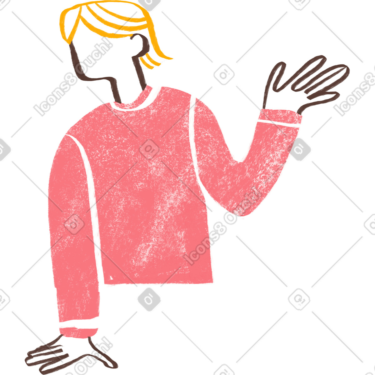 Top part of blond man standing illustration in Company style download in PNG, SVG