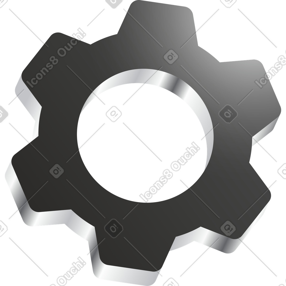 Metallic gear illustration in Token style download in PNG, SVG