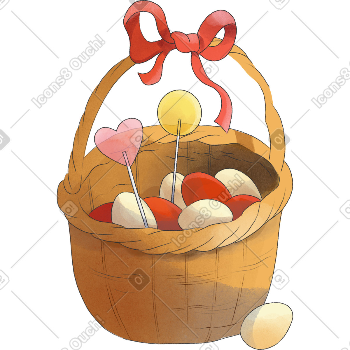 Seasons 스타일의 Easter eggs in a basket 일러스트레이션 PNG, SVG 다운로드