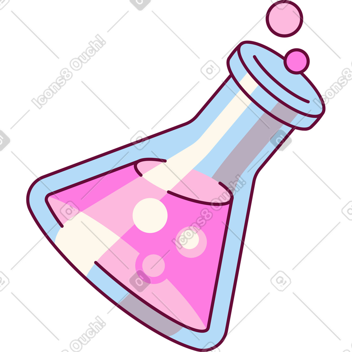 Flask with pink chemical illustration in Handy style download in PNG, SVG