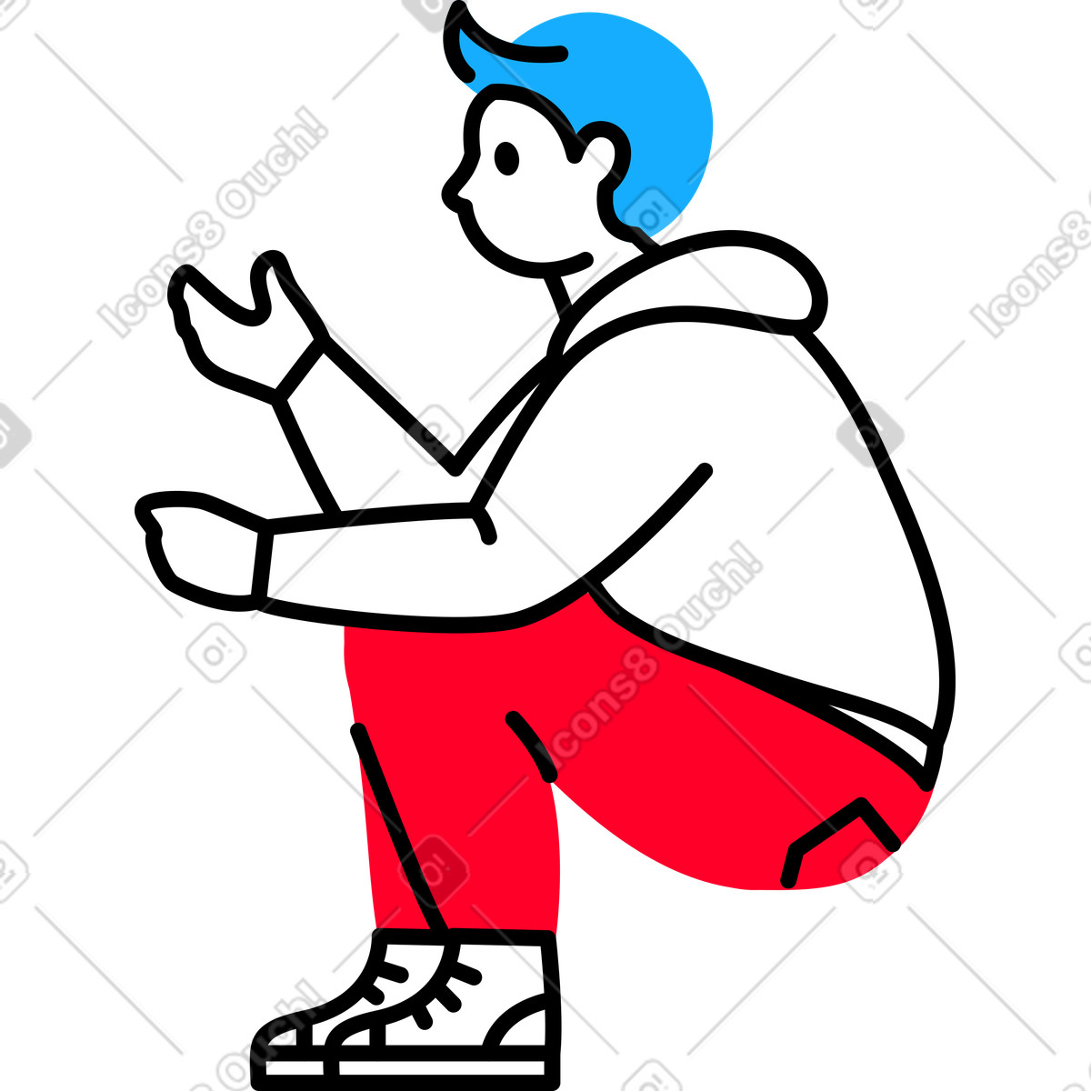 Uomo seduto illustrazione in stile Transistor scarica in PNG, SVG