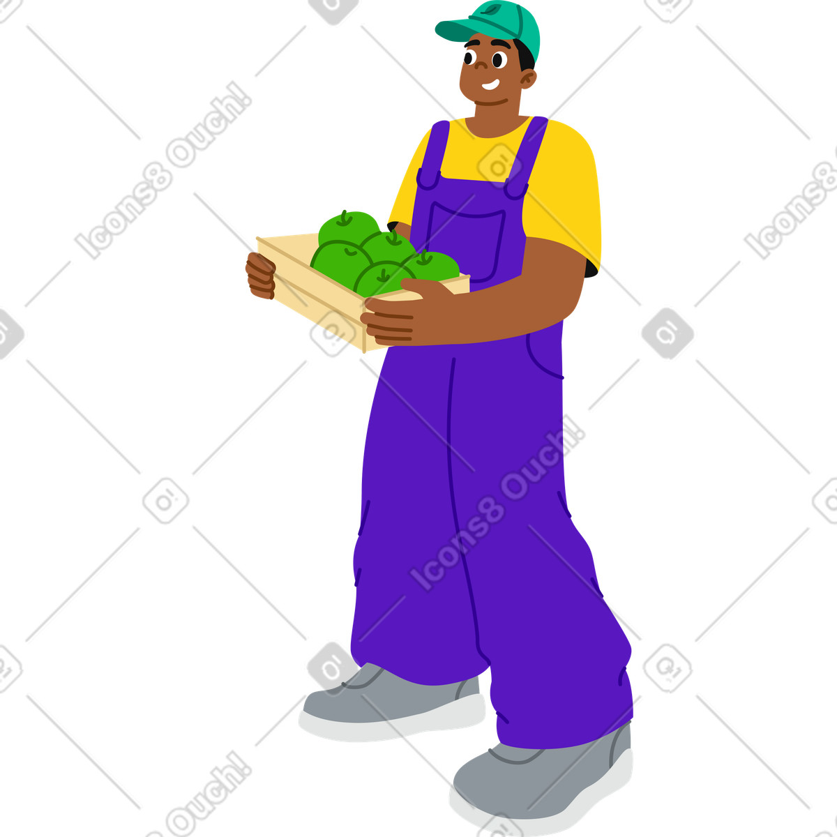 Coltivatore che tiene le mele illustrazione in stile Active scarica in PNG, SVG