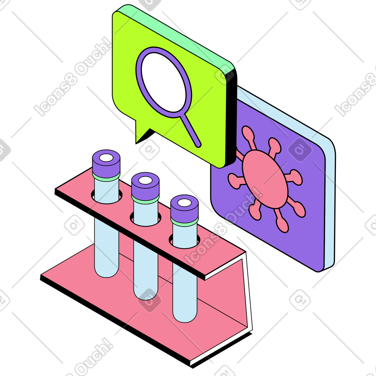 Ricerca sui virus e test di laboratorio illustrazione in stile Project scarica in PNG, SVG