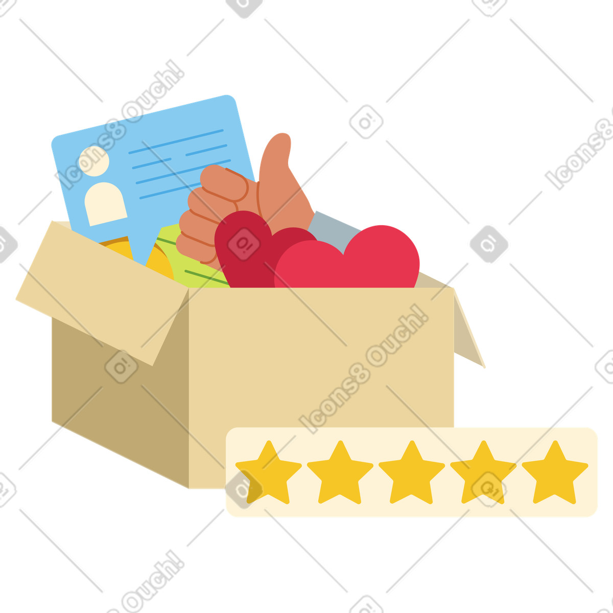 Ilustración Caja de material marketing en redes sociales estilo Catchy a descargar PNG y SVG