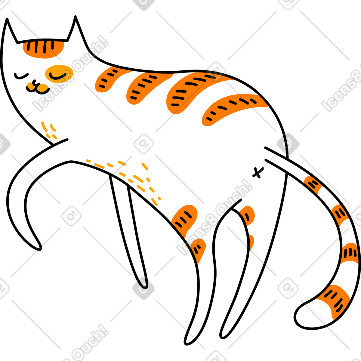 Cat illustration in Purr style download in PNG, SVG