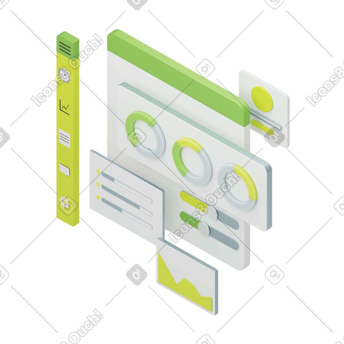Data dashboard with infographics and statistics animated illustration in GIF, Lottie (JSON), AE