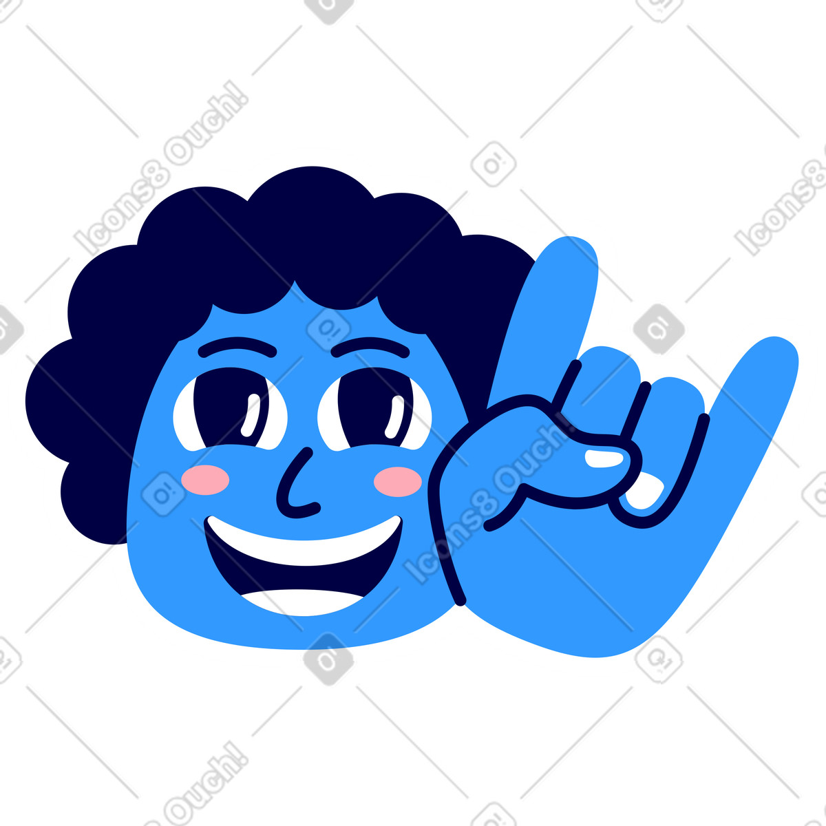 Ilustração de Cara com mão balançando em no estilo Rondy Stickers para baixar em PNG, SVG