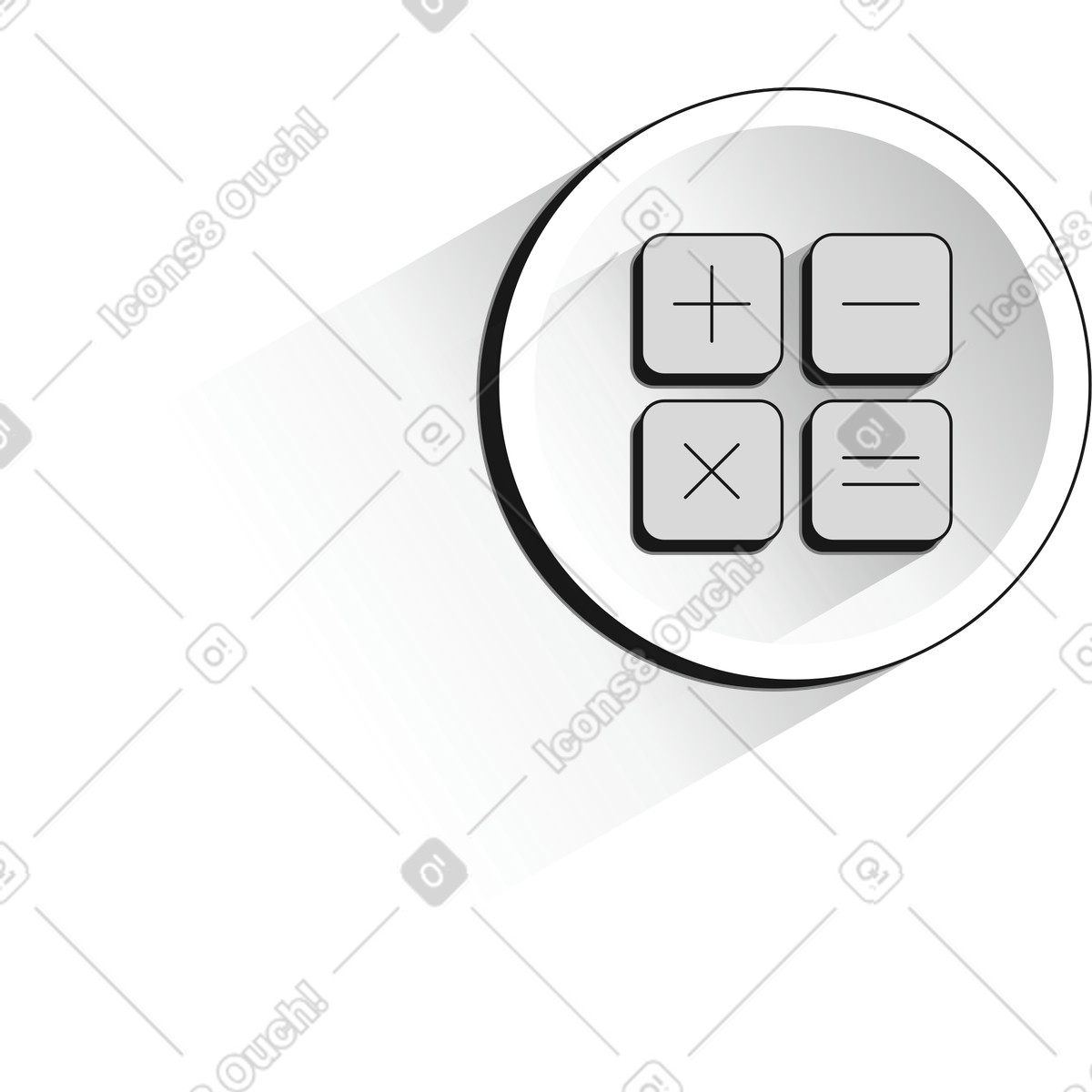 Ilustração de Calculator button symbols for basic math operations on circular badge em no estilo Futuristic para baixar em PNG, SVG