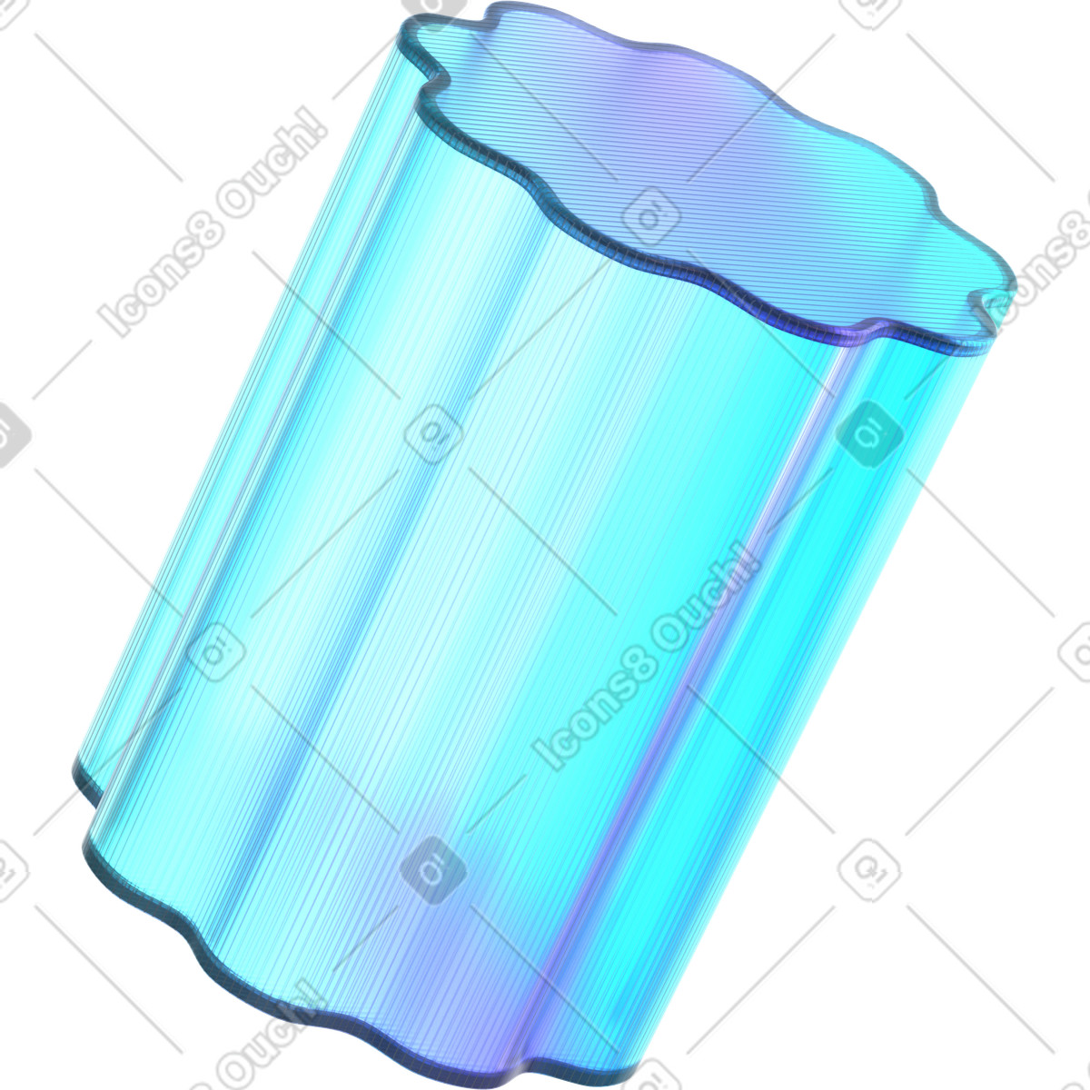 Flower-shaped tube made of glass animated illustration in 3D Glassy style download in GIF, Lottie (JSON), AE