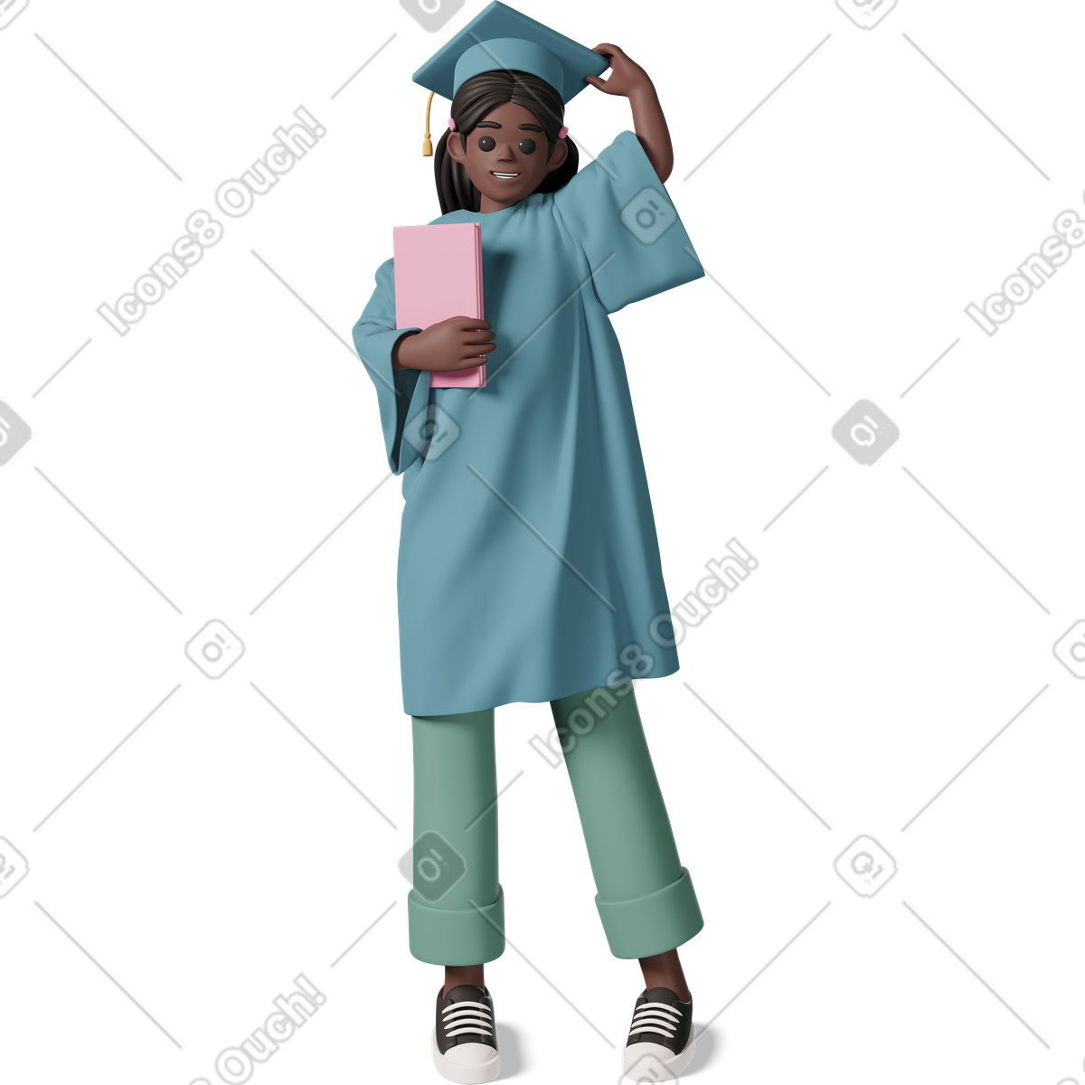 Graduate girl with diploma illustration featuring clipart in PNG SVG