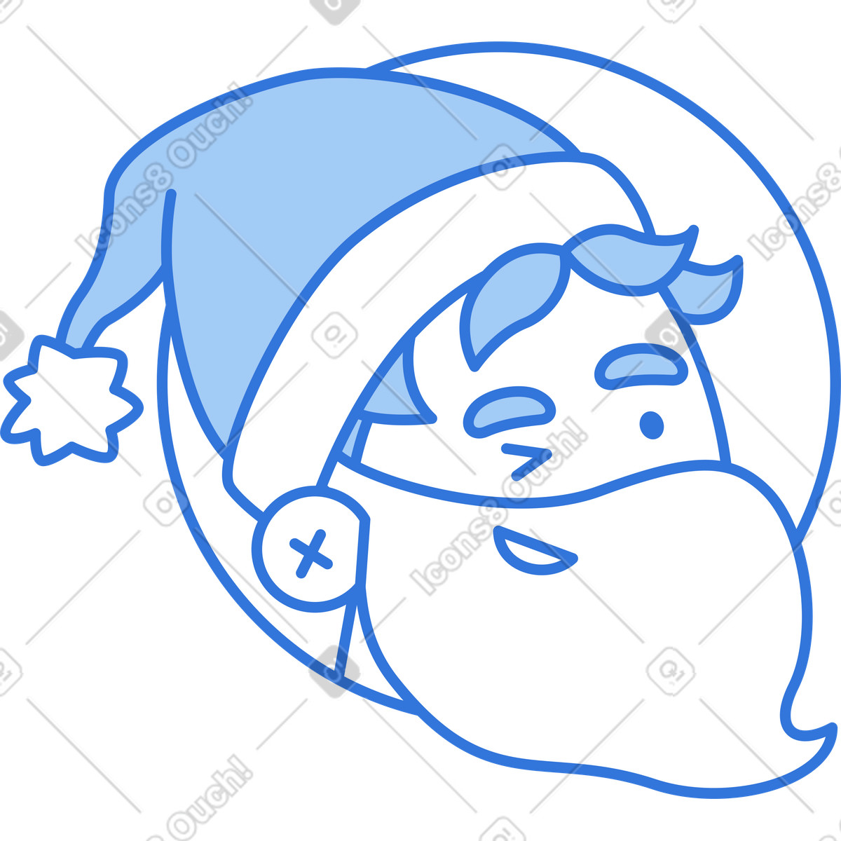 Uomo con cappello da babbo natale e barba illustrazione in stile Sky scarica in PNG, SVG
