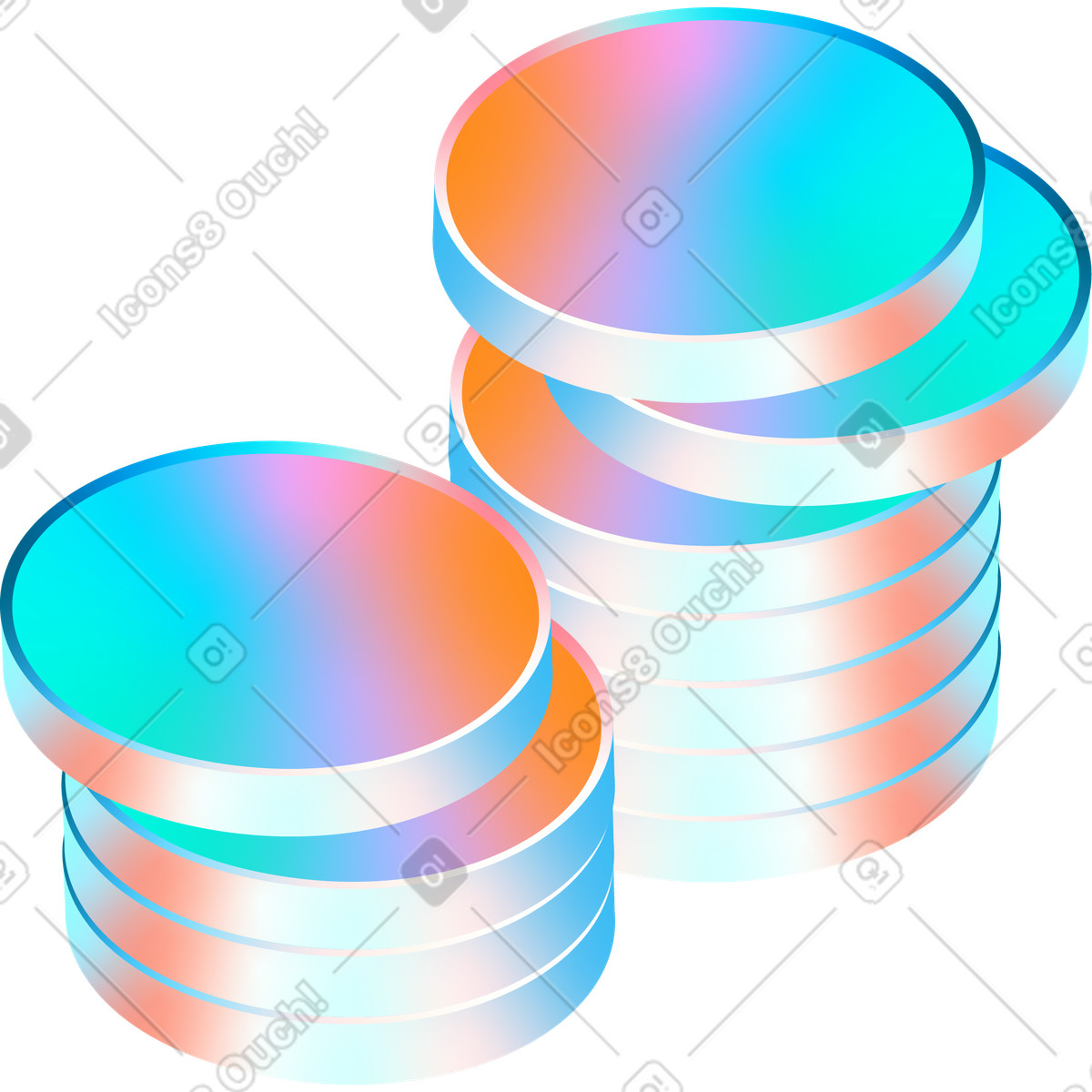 Ilustración Pilas de monedas en gradiente estilo Glare a descargar PNG y SVG