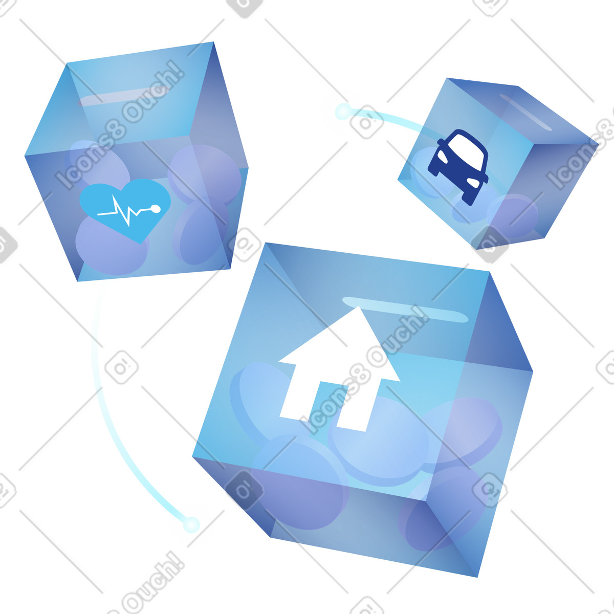 Quantum 스타일의 Savings buckets for home car and health financial goal planning 일러스트레이션 PNG, SVG 다운로드