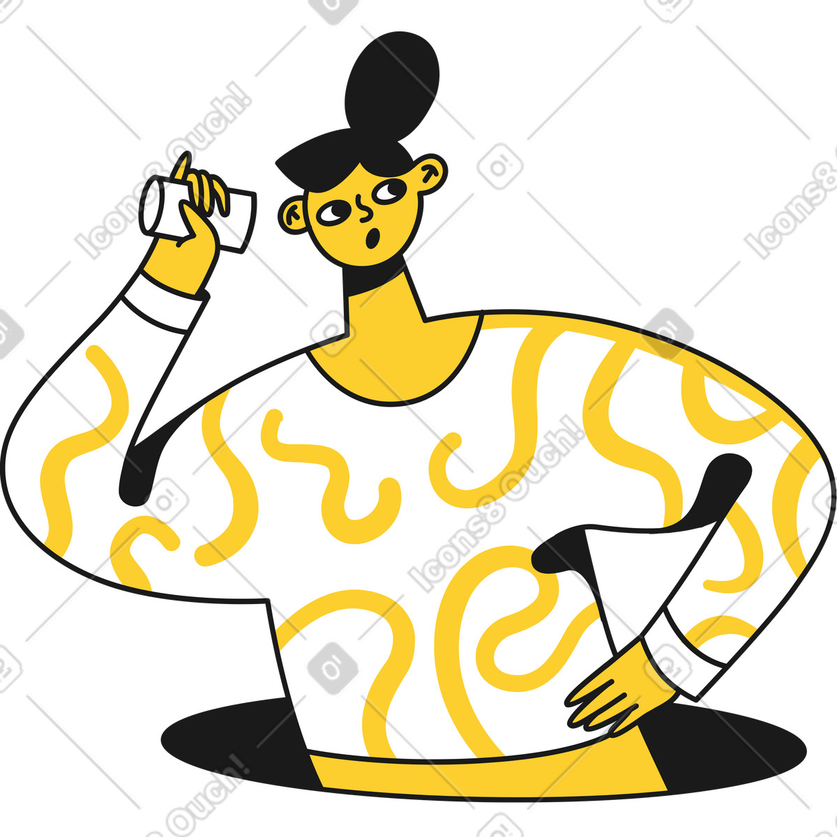 Taxi スタイルの カップを聞いている女の子 のイラストをPNG、SVG形式でダウンロード