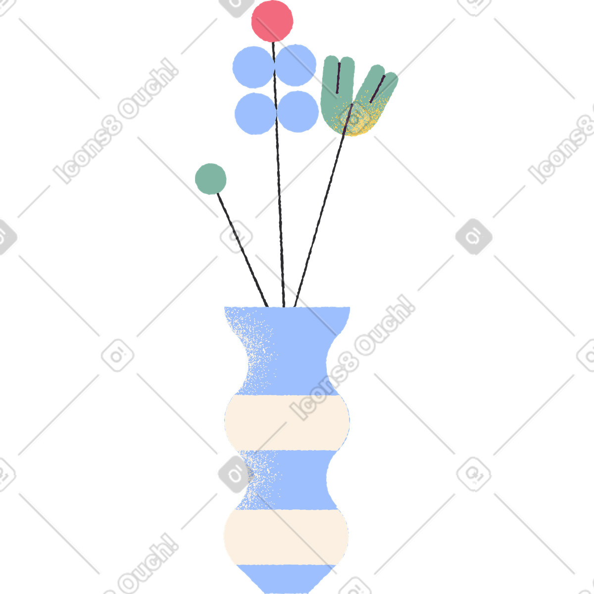 Blumen in der vase-Illustration im Pablo-Stil als Download PNG, SVG