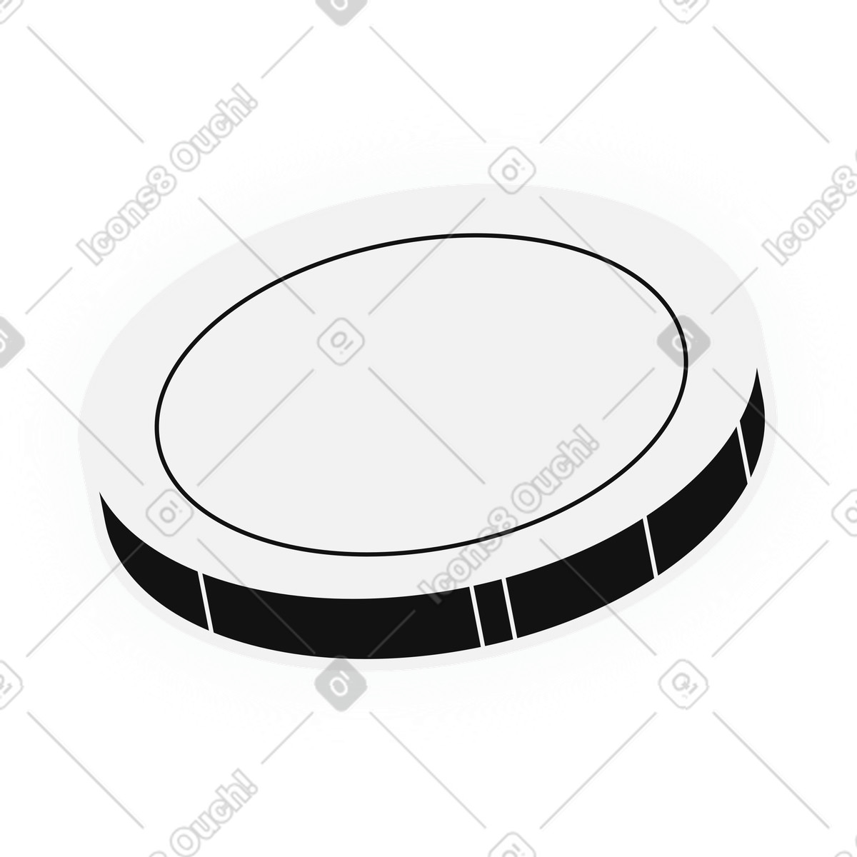 White plain round coin shape illustration in Inverse style download in PNG, SVG