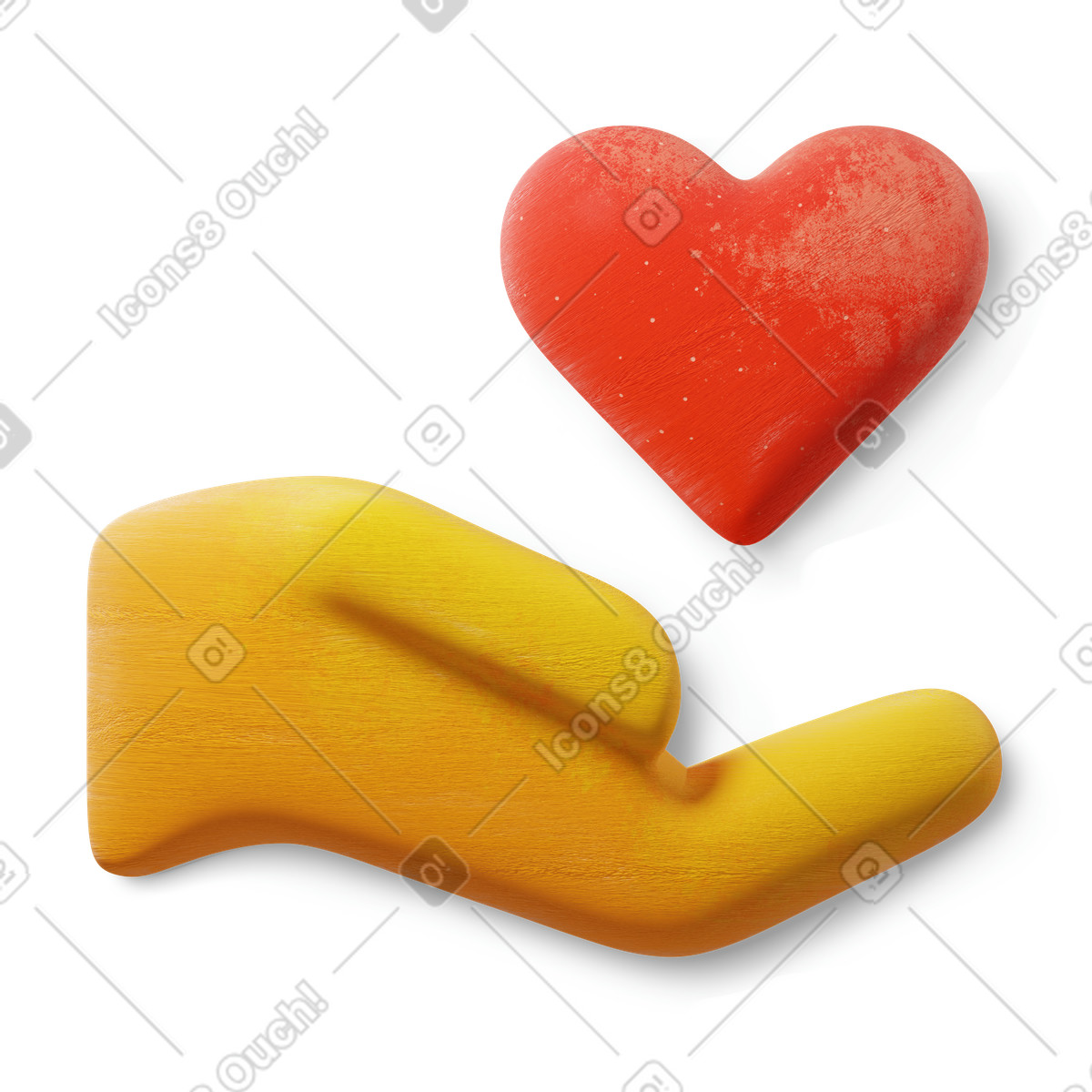 Gratitude and kindness with open hand heart illustration in 3D Microsoft Fluent style download in PNG, SVG