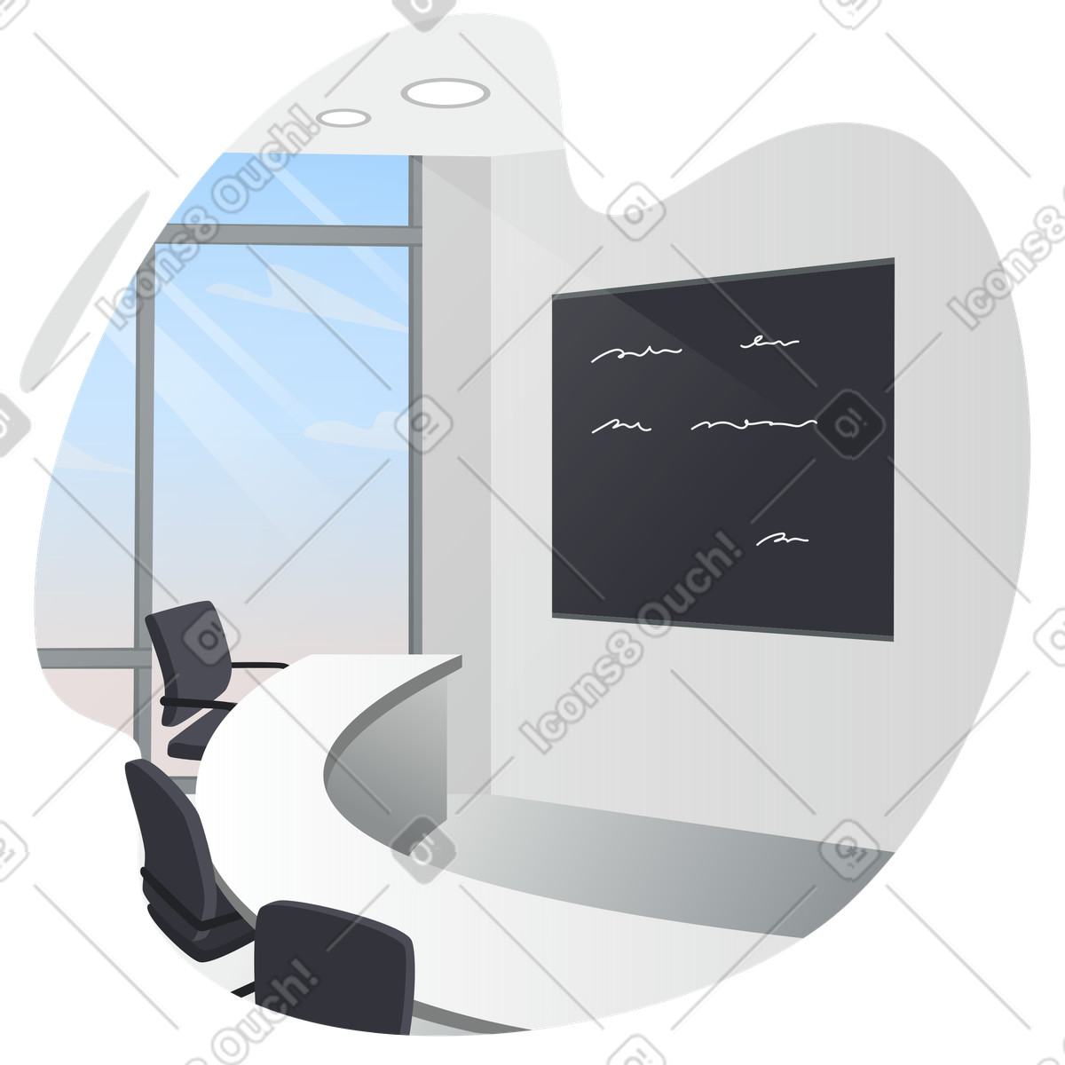 College classroom with blackboard and big window illustration educational clipart vector images