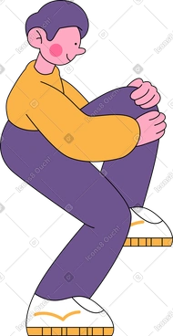 Sitting man hugging his legs PNG, SVG