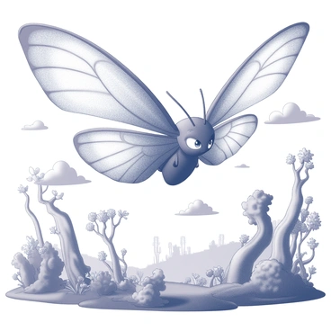 A mythical creature with the body of a majestic beast and large, intricate luna moth wings. The wings have detailed patterns resembling those of a luna moth, gracefully spread as the creature soars through the air. The creature's eyes are bright and expressive, showcasing a sense of wonder and adventure. Below, a fantasy realm unfolds, filled with towering, twisted trees and fantastical flora. Ethereal clouds float in the sky, casting shadows on the vibrant landscape below. The atmosphere conveys a sense of magic and mystery as the creature navigates through this extraordinary environment.