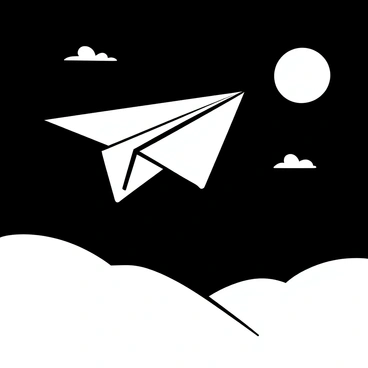 A paper plane gliding softly under the light of a full moon