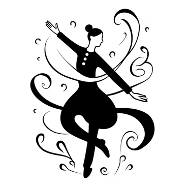 A silhouette of a dancer captured mid-spin against a colorful background