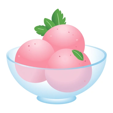 A scoop of raspberry sorbet in a crystal bowl, garnished with mint