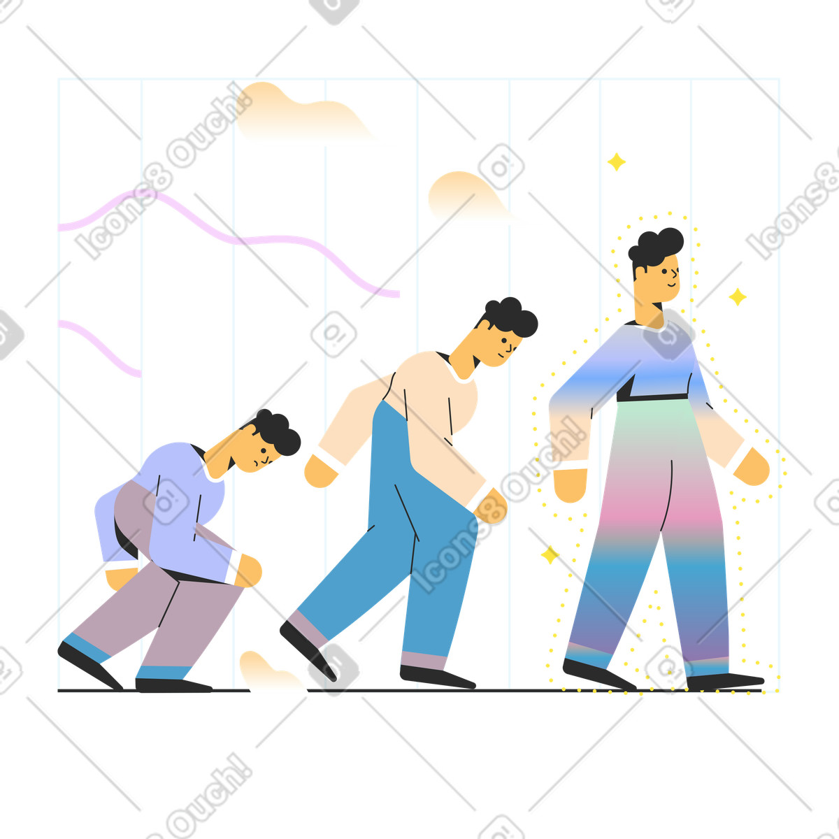 L'uomo migliora per diventare la migliore versione di se stesso illustrazione in stile Marginalia scarica in PNG, SVG