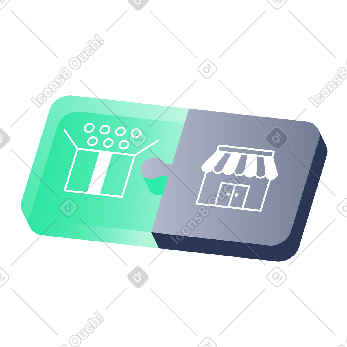 Gift box and store icons, Turning Ideas into Retail Products, From Prototype to Marketplace illustration in Lucent style download in PNG, SVG