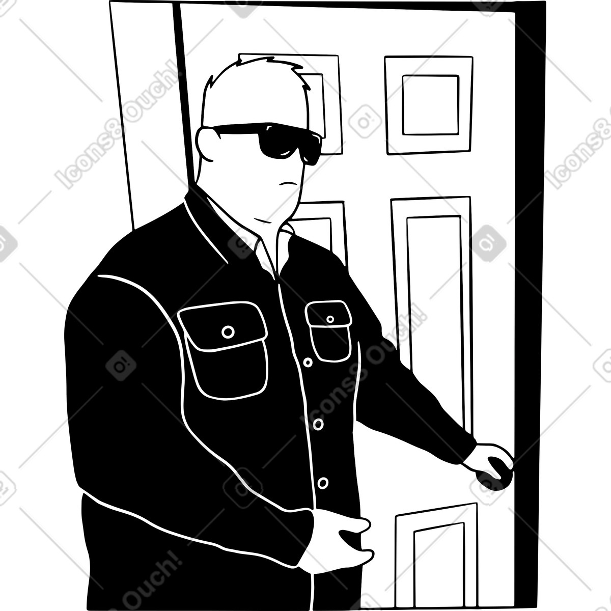 Guard opening the door illustration in Dudes style download in PNG, SVG