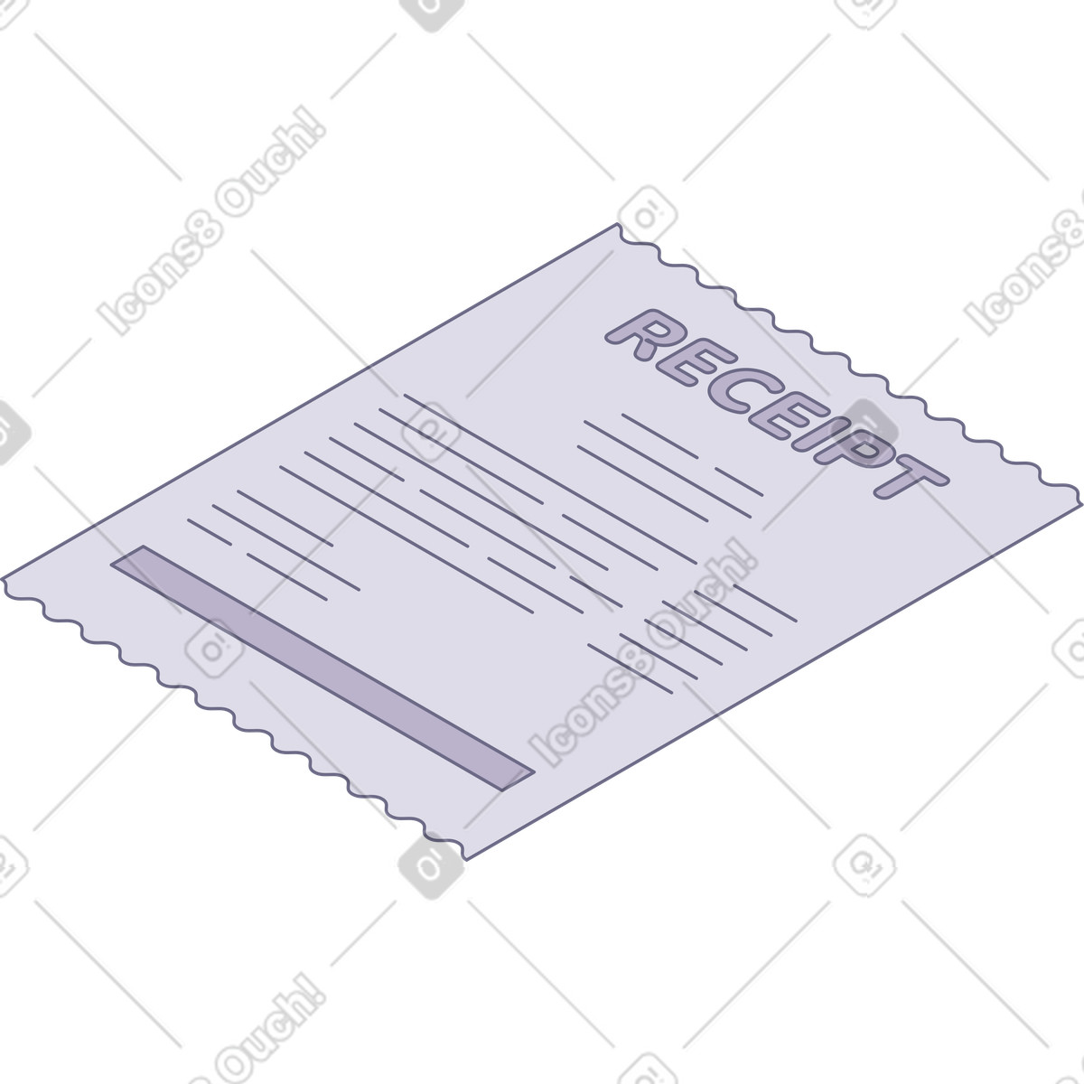 Curled receipt illustration clipart with extended vector layout in GIF PNG